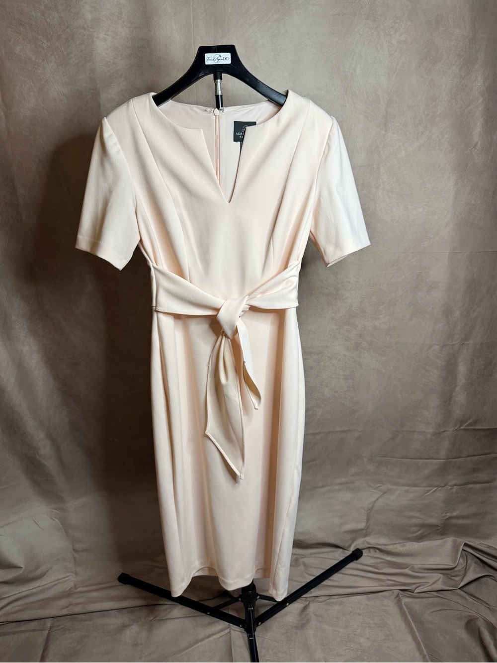 Adrianna Papell Blush Pink Tie-Waist Crepe Sheath Dress Size 6 NWOT